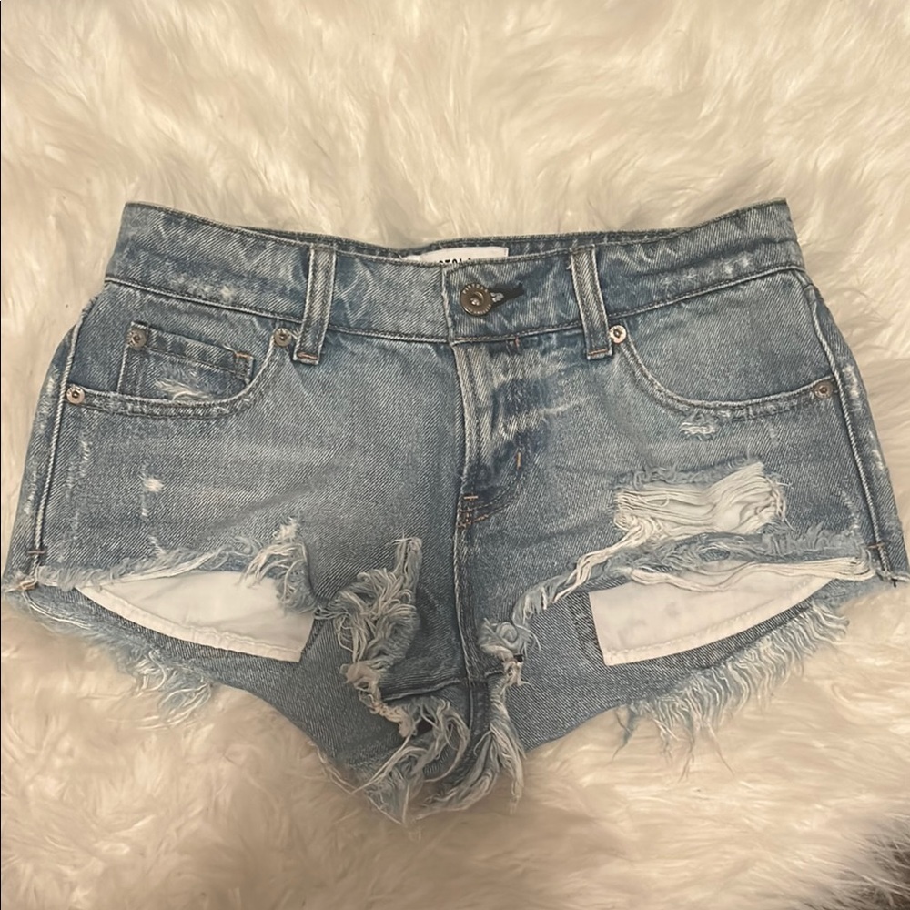 Pistola Blue Distressed Jean Shorts